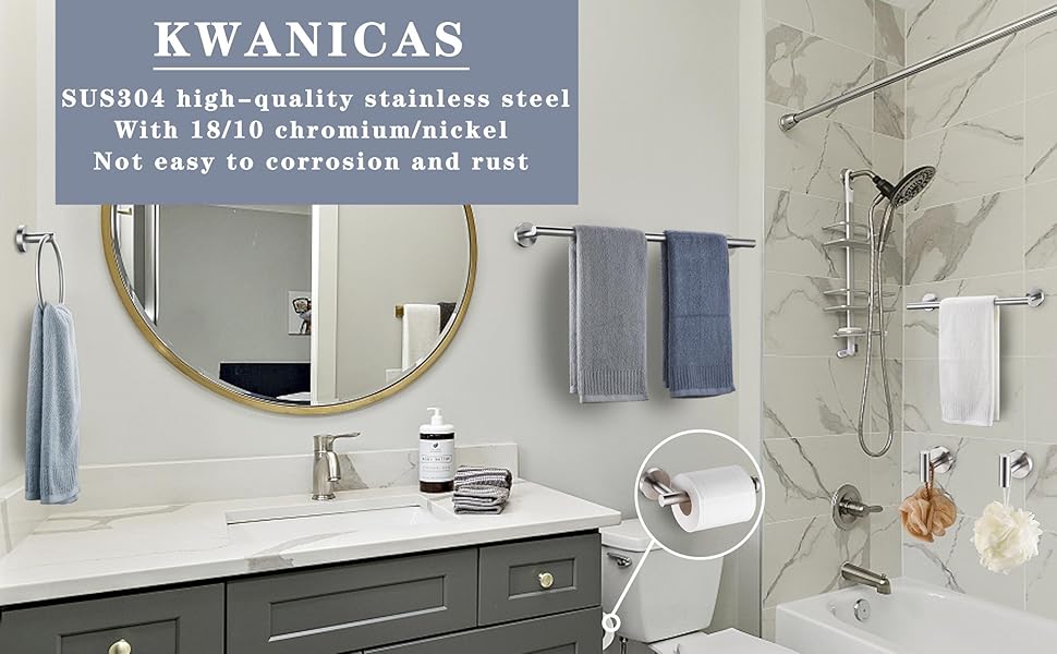 6 Pieces Brushed Nickel Bathroom Hardware Set