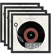 JCJMY Vinyl Frame Record Frames for the Wall Display Album Covers, Wood 12.5x12.5 Frames Black fo...