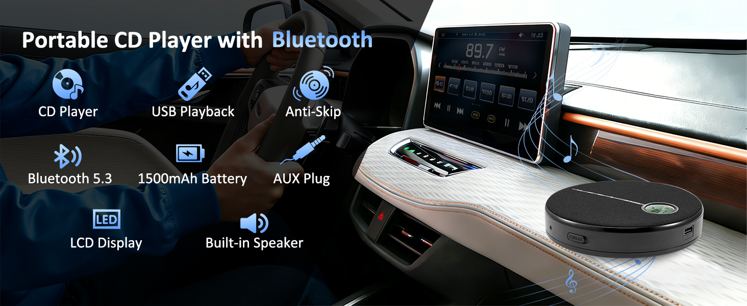 discman cd player portable for car bluetooth
