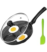 MyLifeUNIT Egg Frying Pan, 4-Cup Nonstick Fried Egg Pan, Aluminum Egg Cooker Pan with Lid and Spa...