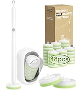 LEGUO Wall Mounted Disposable Toilet Brush System with Holder, Toilet Bowl Cleaning Wand with Gre...