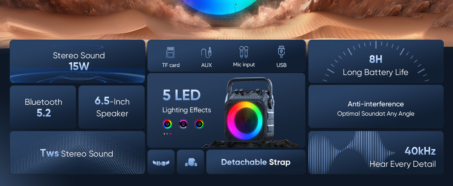 Karaoke Machine with 2 Wireless Karaoke Microphones