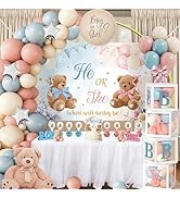 Bear Gender Reveal Decorations - He or She Party Supplies Include Balloon Garland Arch, Backdrop,...