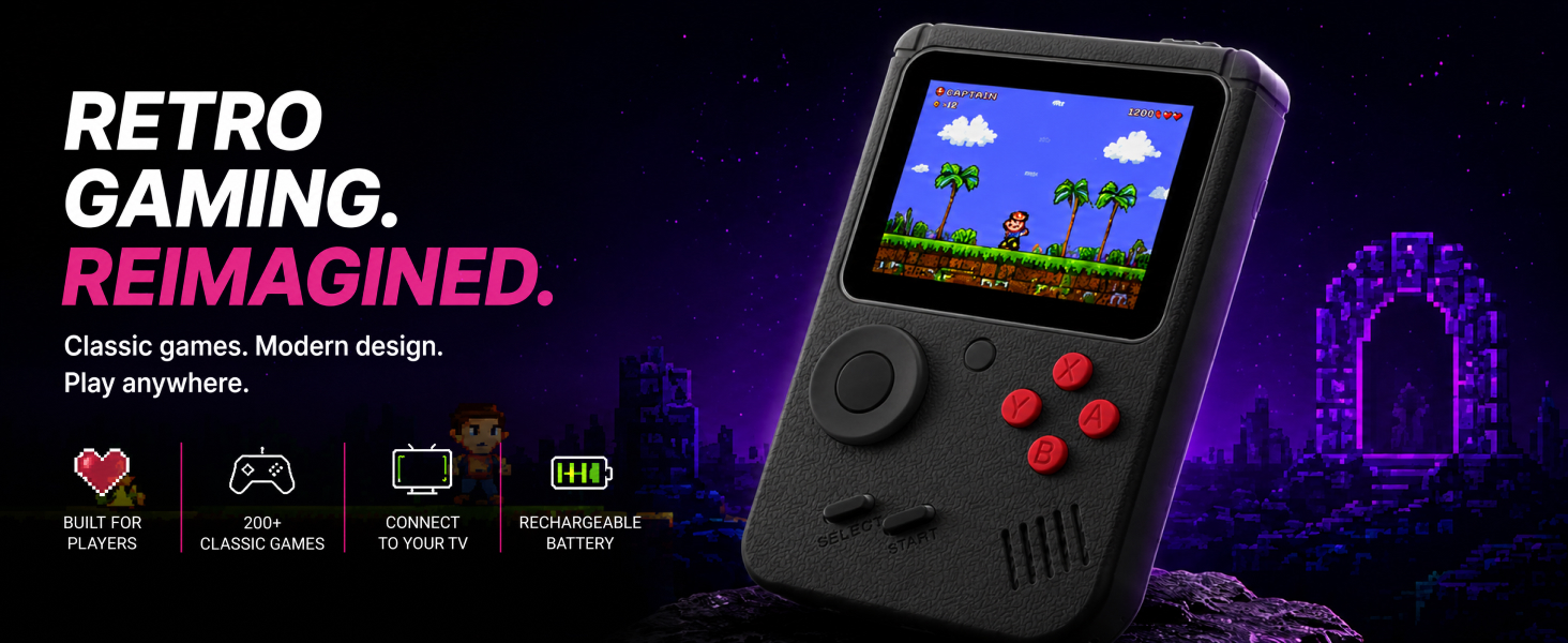 mini game console handheld gaming device retro games portable console rechargeable battery