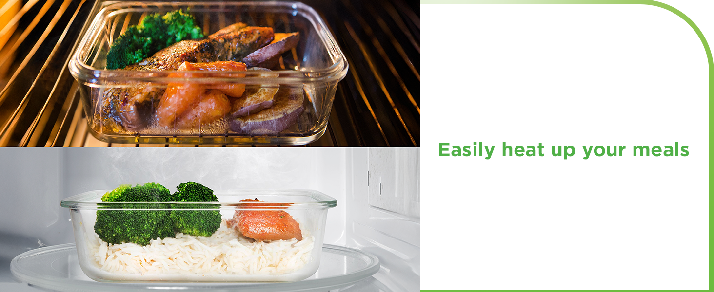 Glass containers inside the oven and microwave