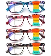 CLASAGA Progressive Multifocus Reading Glasses for Women, Pattern Print Blue Light Block Stylish ...