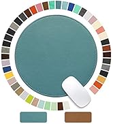 Mouse Pad,Round Mouse Pad,PU Mouse Pad,Leather Mouse Pad with Stitched Edge Micro-Fiber Base with...