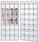REGELETO 2 Pack 28 Pocket Over the Door Shoe Organzier, Hanging Shoe Rack for Door Large Capacity...