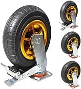 GaeaAuto 8 Inch Heavy Duty Casters Wheels Set of 4 Swivel Industrial Casters Rubber Wheels Tires ...