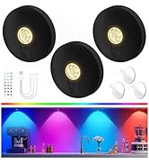 Rechargeable Puck Lights with Remote, 3 Pack Magnetic Under Cabinet Lighting, 1500mAh Battery Ope...