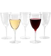 Lillian Tablesettings Premium Wine Glasses 8 oz. Clear Hard Plastic 1-Piece Disposable Cups - 48 ...