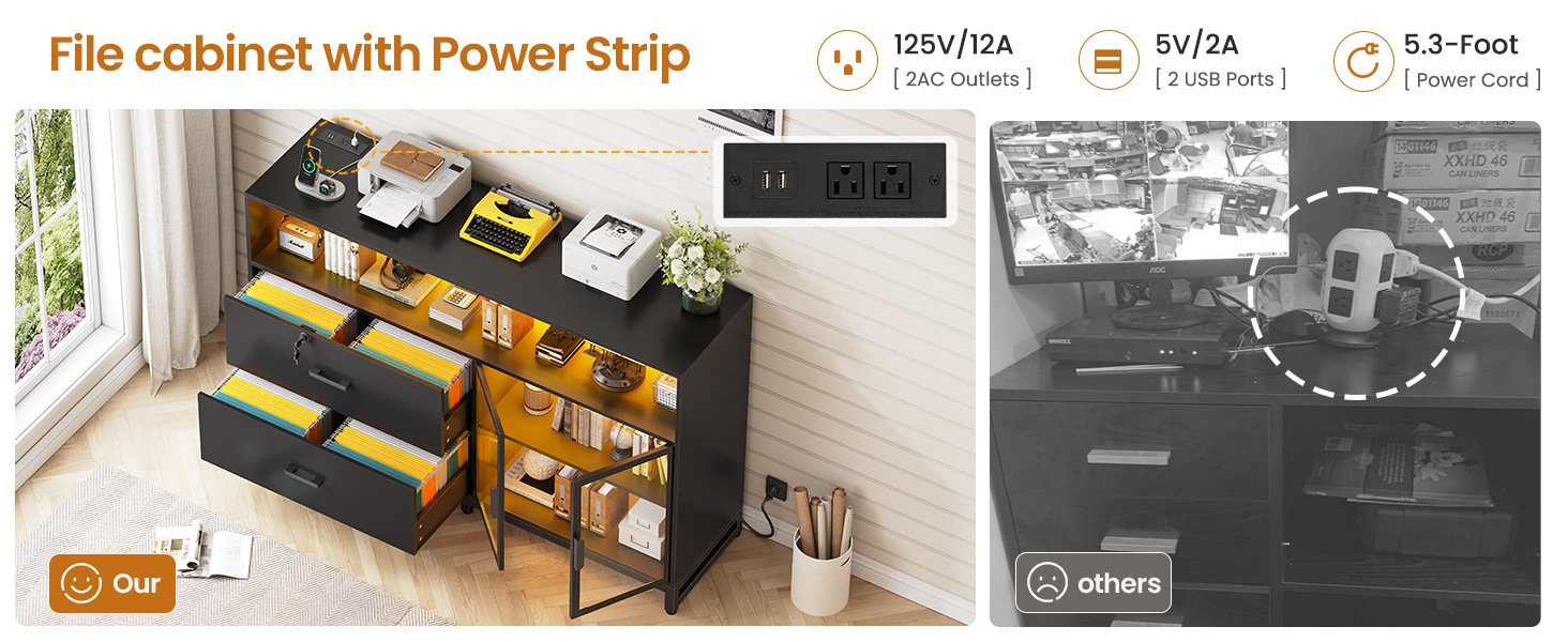 file cabinet with power strip