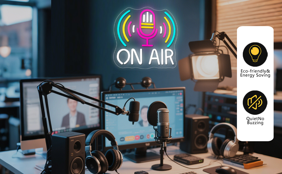 Live On Air Neon Sign Microphone Neon Light Signs
