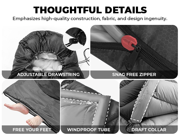 sleeping bag accessories details