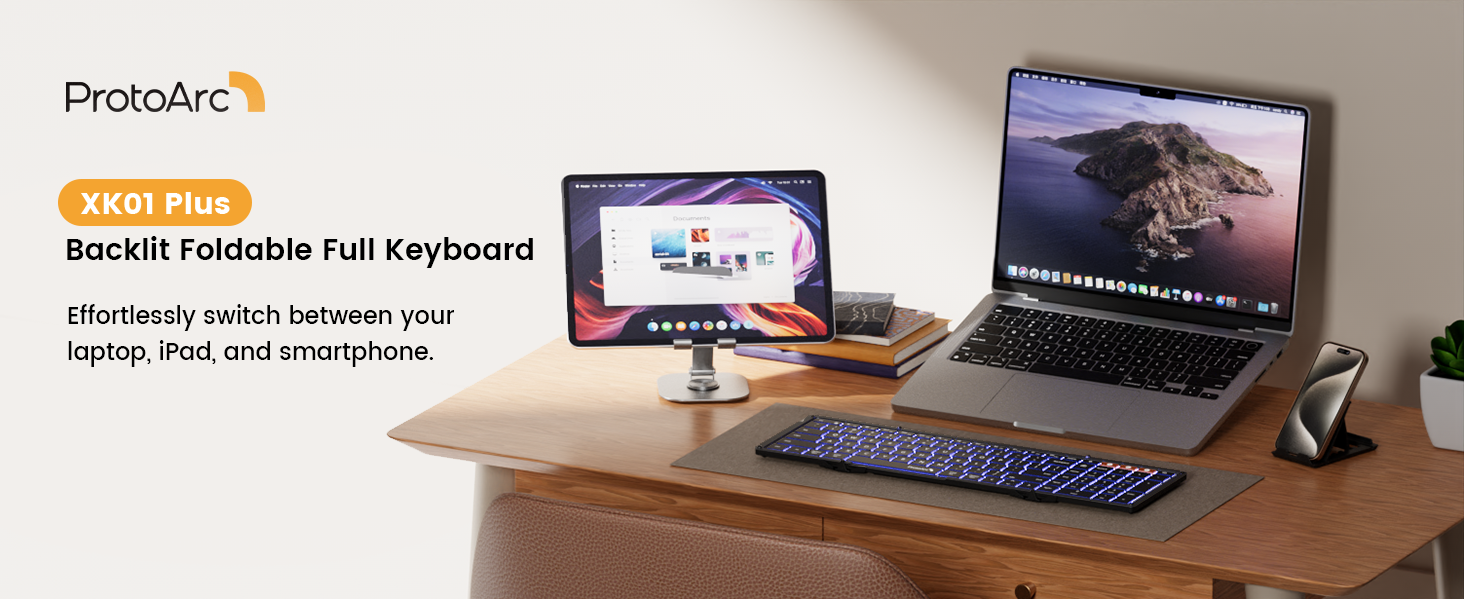 foldable backlit full keyboard black XK01 PLUS