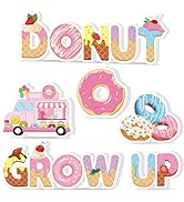 Chunnin 6Pcs Wooden Donut Table Centerpiece Donut Birthday Party Decorations Sweet One Grow Up Pa...