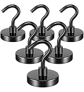 FINDMAG 6 Pack 50LBS Heavy Duty Magnetic Hooks Neodymium Magnet Hook for Hanging, Strong Magnetic...