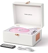 Vintage Desktop CD Player with Speakers, Rechargeable Battery, Portable Retro Suitcase CD Player ...