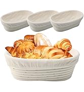 NCONCO Banneton Bread Proofing Basket, Set of 3 Sourdough Bread Rising Bowls with Linen Cloth Lin...