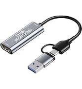 USB3.0 Video Capture Card, HDMI to USB/USB-C, 1080P 60FPS/2K 30FPS Video Audio Capture Compatible...
