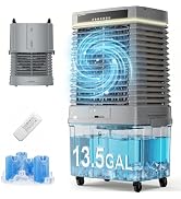 KEGIAN 4000 CFM Swamp Cooler Air Conditioner, 41" Indoor Evaporative Cooler with 13.5Gal Detachab...