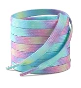 Handshop 2 Pairs 5/16" Flat Colorful Shoe Laces for Sneakers, Cool Tie Dye Rainbow Shoelaces