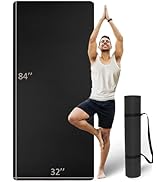 Extra Long &amp; Wide Thick Yoga Mat for Tall Men &amp; Women, 84'' x 32'' x 7mm Oversized Yoga Mat Doubl...
