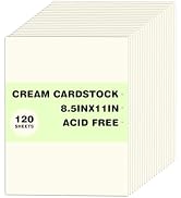 120 Sheets Cardstock 8.5x11, 65lb Cream Card Stock, Cream Construction Paper, 180gsm Thick Printe...