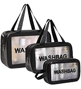 DAPOWER Travel Toiletry Bag for Women and Men, Matte Translucent Shower Bag with Handy Handle, Ma...