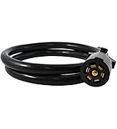 Oyviny Heavy Duty 7 Way Trailer Plug Cord with Double Prongs Connector 4 Feet 7 Pin RV Blade Inli...