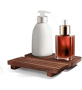 SAMEBUTECO Wood Tray Pedestal Stand Wooden Risers for Decor Display Wooden Soap Stand for Bathroo...