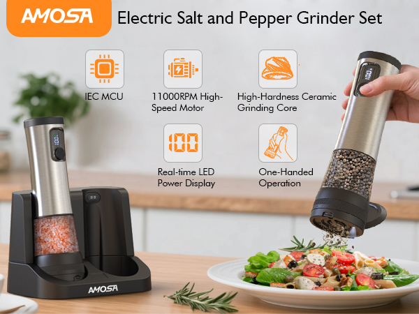 tomeem electric salt and pepper grinder set
