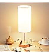Fenmzee Bedside Table Lamp for Bedroom - 3 Way Dimmable Touch Lamp USB C Charging Ports and AC Ou...