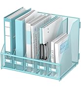 SUPEASY Desk Organizers Metal Desk Magazine File Holder with 5 Vertical Compartments Rack File Or...
