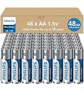 PHILIPS AA Batteries 48 Pack | 1.5v Ultra Alkaline Double A Battery | 132% More Power Then Indust...