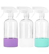 HOMBYS Clear Glass Spray Bottles with Silicone Sleeve- 3 Pack