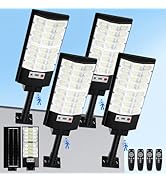 Solar Street Lights Outdoor 4-Pack, 12000LM 6500K Waterproof LED Motion Sensor Solar Flood Light,...