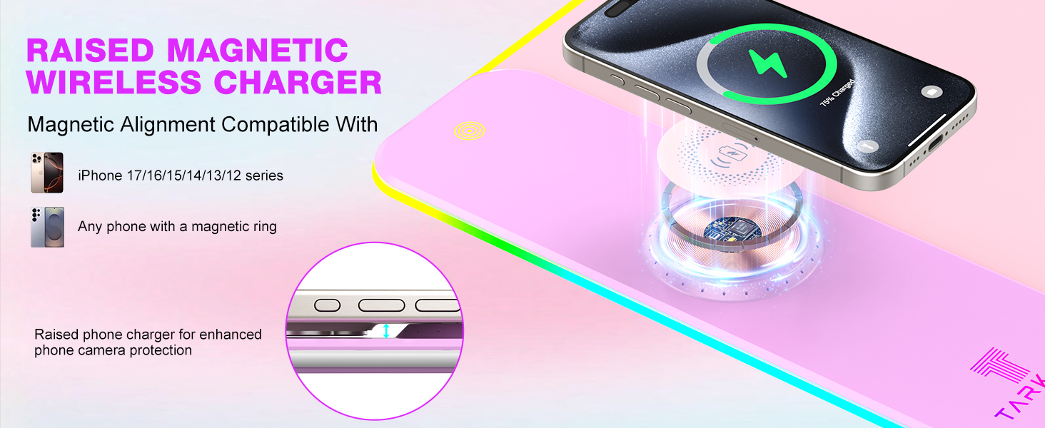 TARKARI Magnetic Wireless Charging RGB Mouse Pad