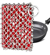 TEZZ Cast Iron Scrubber, Skillet Chainmail Scrubber for Cast Iron Pan - Chain Mail Scrubber Cast ...