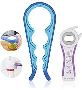 Jar Opener, 5 in 1 Multi Function Can Opener Bottle Opener Kit with Silicone Handle Easy to Use f...
