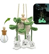 Crochet Car Air Freshener, 15ml Empty Refillable Oil Diffuser Bottle with Hanging Crochet Plant G...