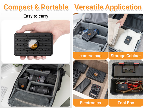 Rechargeable Desiccant Dehumidifier for Storage with USB-C Cable
