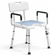 4-in-1 Shower Chair for Inside Shower with Arms and Back, 500lbs Capacity Height Adjustable U-Sha...