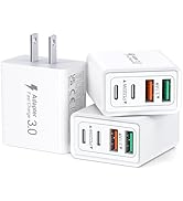[3 Pack] USB C Charger Block, 40W 4-Port PD+QC Power Adapter USB C Wall Charger Plug Multiport Ty...