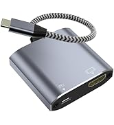 Closs USB C to HDMI 2-in-1 Adapter, Thunderbolt 3 to HDMI Adapter, USB C Hub with PD Charging, Du...