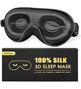 BeeVines 100% 22 Momme Silk Sleep Mask, with 3D Contoured Eye Cups for Eyelash Extensions, 100% B...