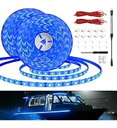 Yiswhis 32.8FT Marine LED Boat Strip Lights,Waterproof Boat Lighting Kit with 5050 Blue LEDs, IP6...