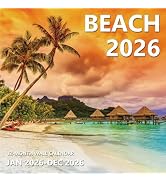 2026 Wall Calendar 12 Month, Beaches Large Wall Calendar 2026 from January to December 2026, Thic...