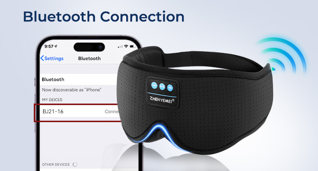 The Bluetooth eye mask features a 3D eye mask with breathable