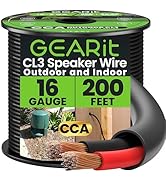 GEARit Outdoor Speaker Wire CL3 Rated, 16 Gauge Speaker Wire, Speaker Cable 200 ft for Outdoor Sp...